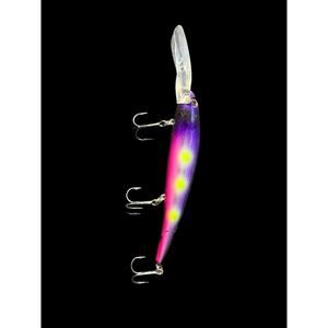 Vibrant Purple Pink Chartreuse Spotted Minnow Crankbait Fishing Lure Hard Bait